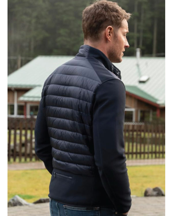 Tracker S01 2024 Justin Hartley Blue Puffer Jacket