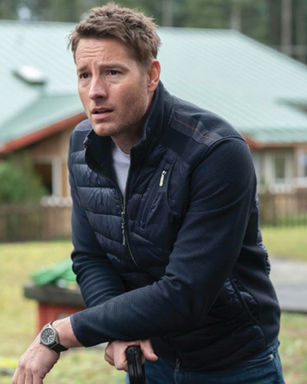 Tracker S01 2024 Justin Hartley Blue Puffer Jacket