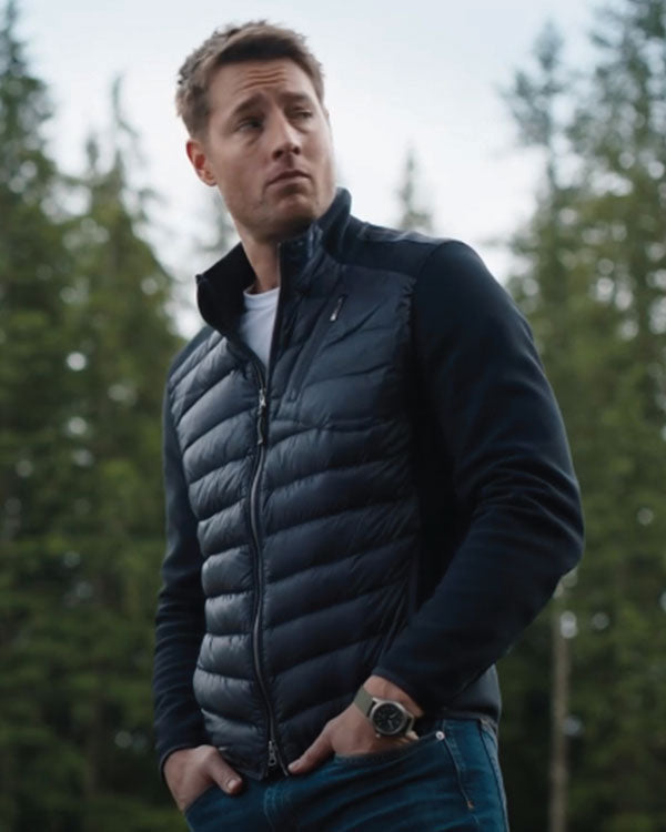 Tracker S01 2024 Justin Hartley Blue Puffer Jacket