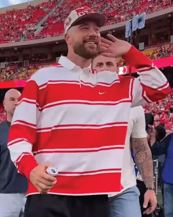 Travis Kelce Cincinnati vs Nebraska Game Striped Rugby Shirt