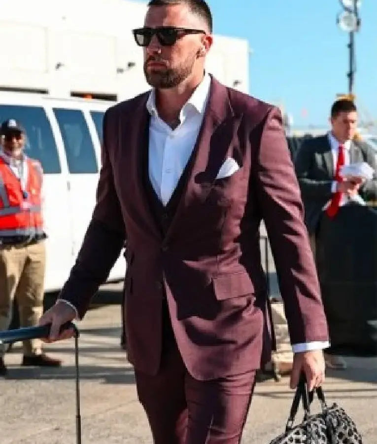 Travis Kelce New Jersey Burgundy Blazer