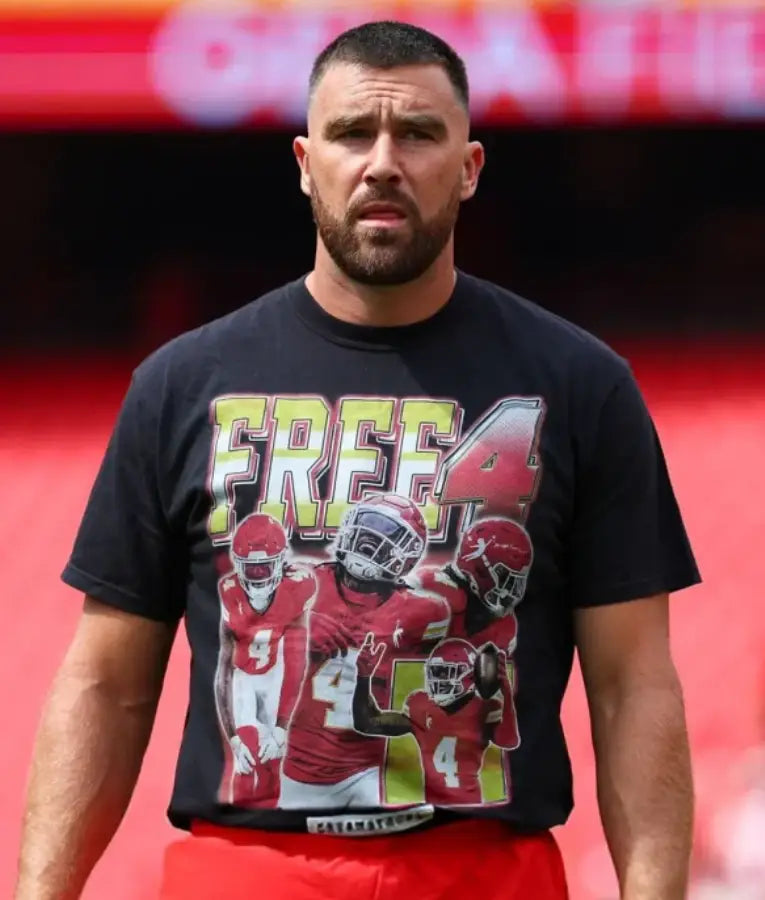 Travis Kelce Philadelphia Eagles vs Kansas City Chiefs Black T-Shirt