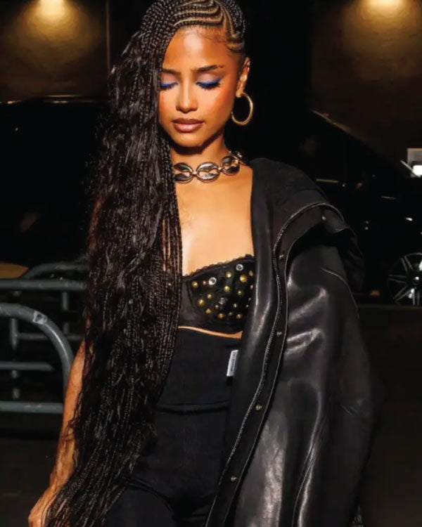 Tyla Maaya Berlin 2025 Black Leather Jacket