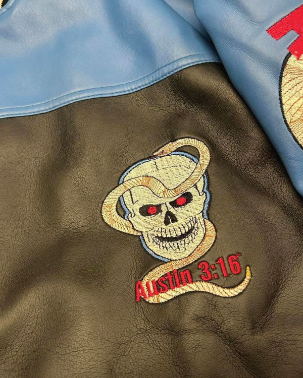 Vintage 99 Stone Cold Steve Austin WWF Leather Blue Jacket