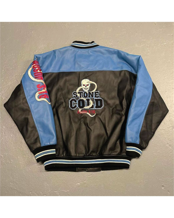 Vintage 99 Stone Cold Steve Austin WWF Leather Blue Jacket