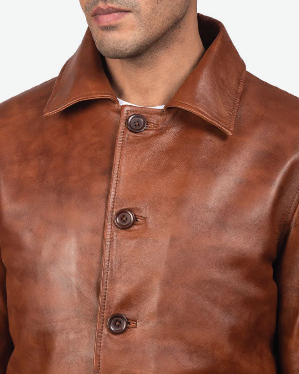 Waffle Brown Leather Jacket