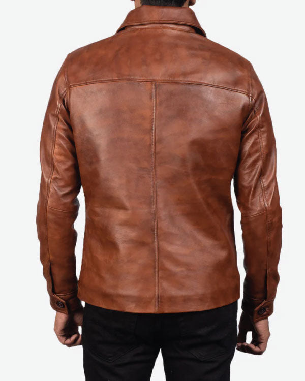 Waffle Brown Leather Jacket