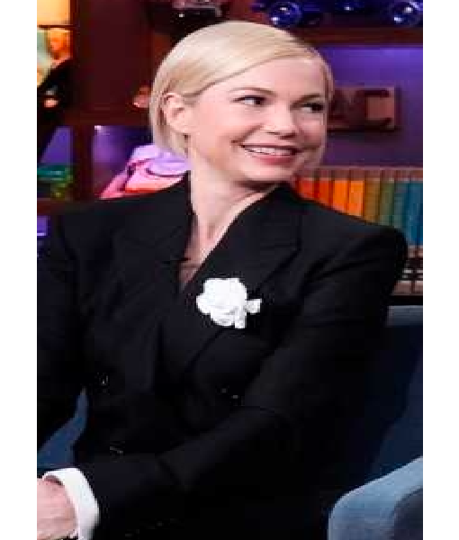 Watch What Happens Live 2025 Michelle Williams Black Striped Blazer