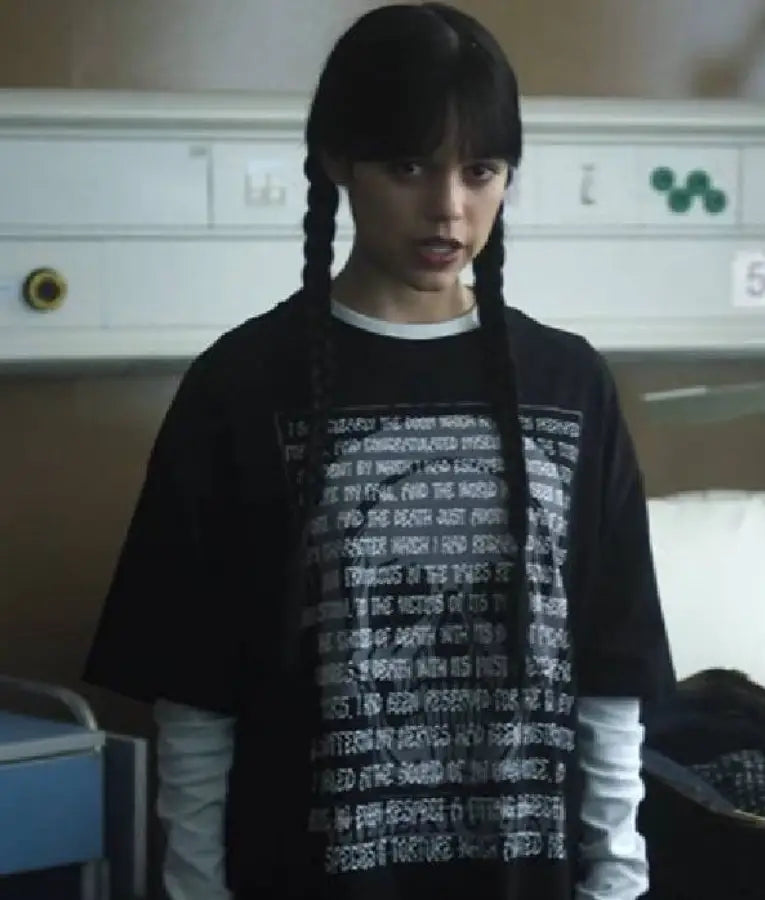 Wednesday Jenna Ortega Poe The Pit and the Pendulum Skull T-Shirt