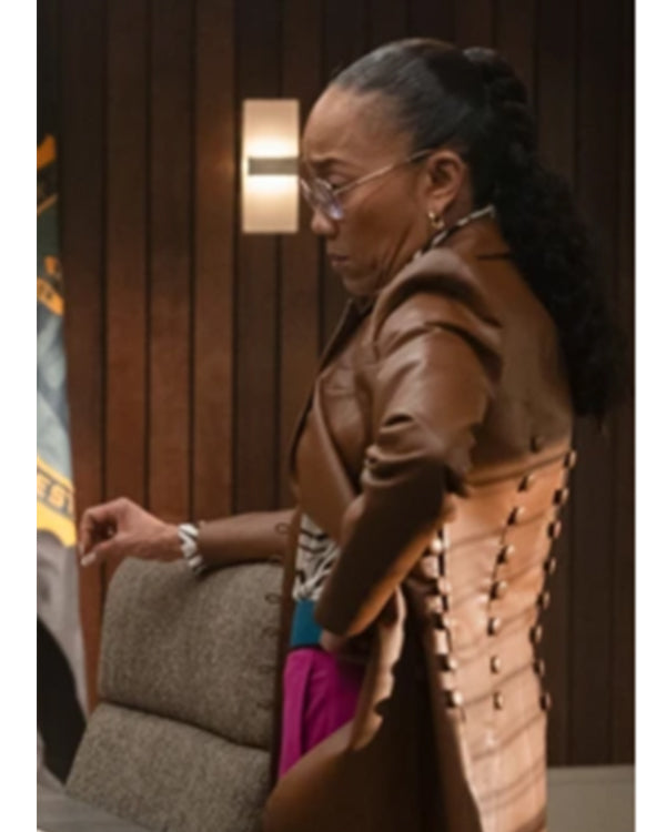 Will Trent S03 Sonja Sohn Brown Leather Mini Dress