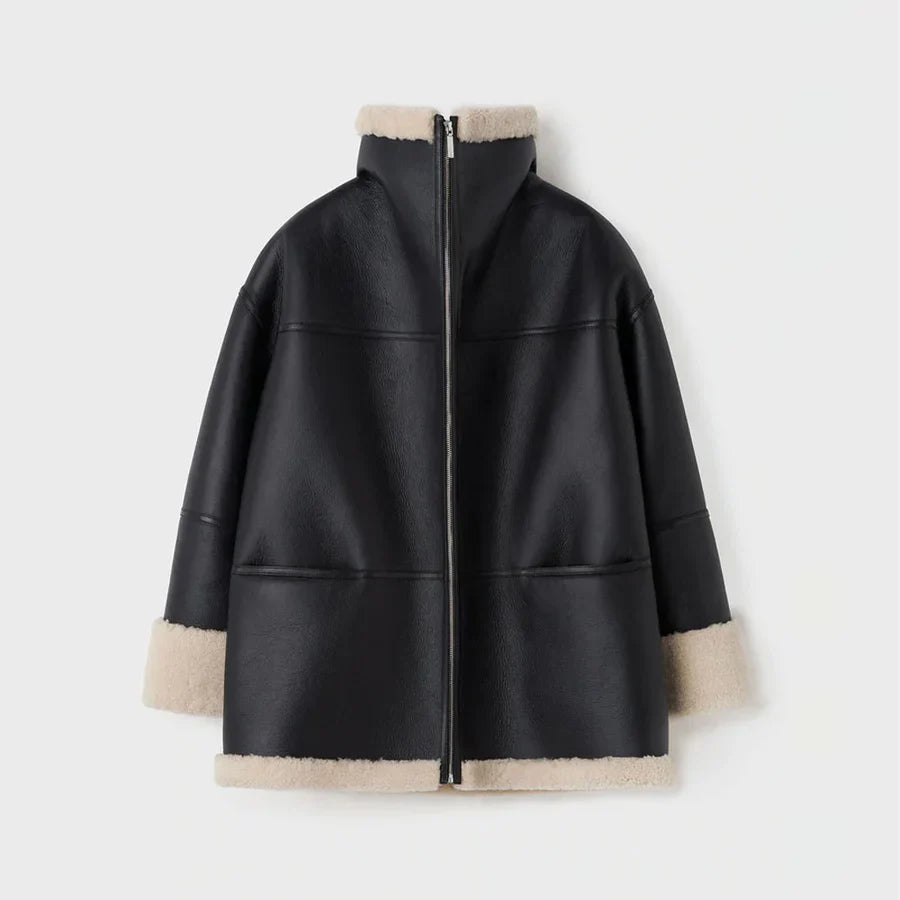 Women B3 RAF Aviator Styled Sheepskin Shearling Leather Jacket