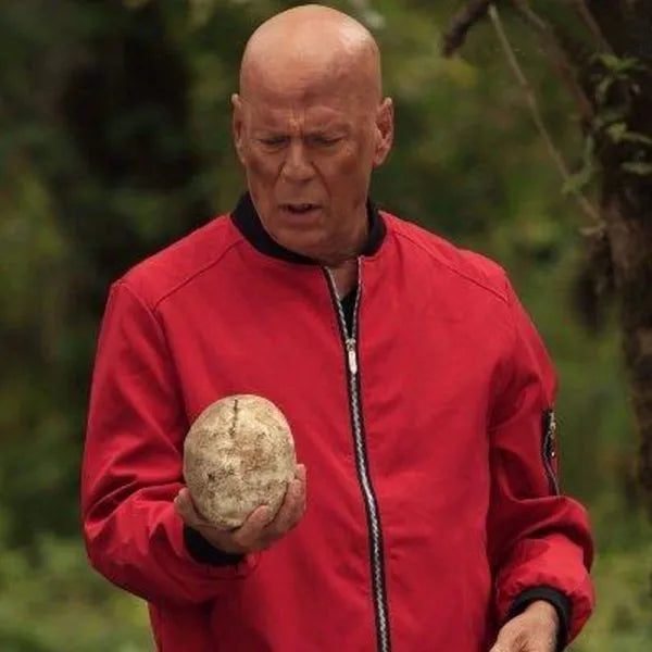 Bruce Willis Apex Bomber Red Satin Jacket