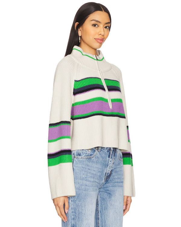 Will Trent S03 Kyrie McAlpin Striped Half Zip Sweater