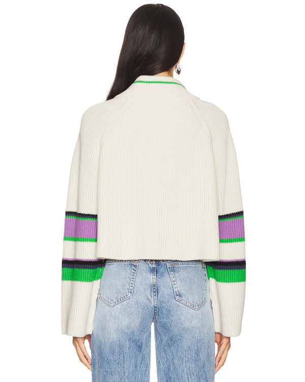 Will Trent S03 Kyrie McAlpin Striped Half Zip Sweater