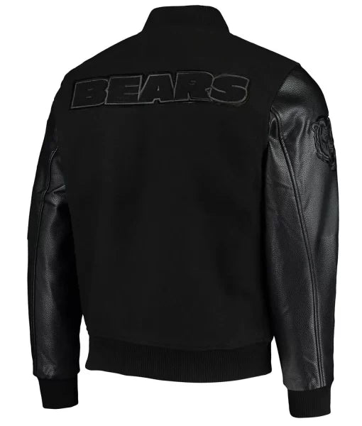 Black Chicago Bears Logo Varsity Jacket