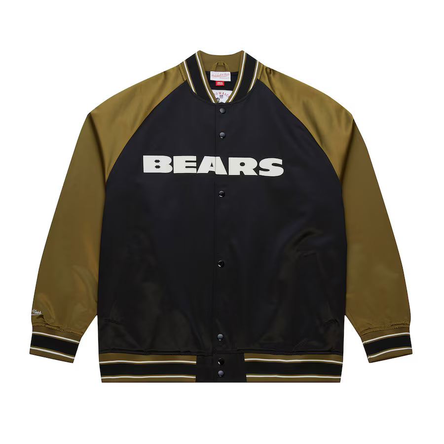 Mitchell & Ness Black Chicago Bears Vintage Logo Double Clutch Satin Raglan Jacket