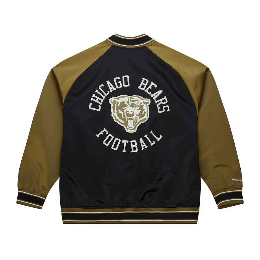 Mitchell & Ness Black Chicago Bears Vintage Logo Double Clutch Satin Raglan Jacket