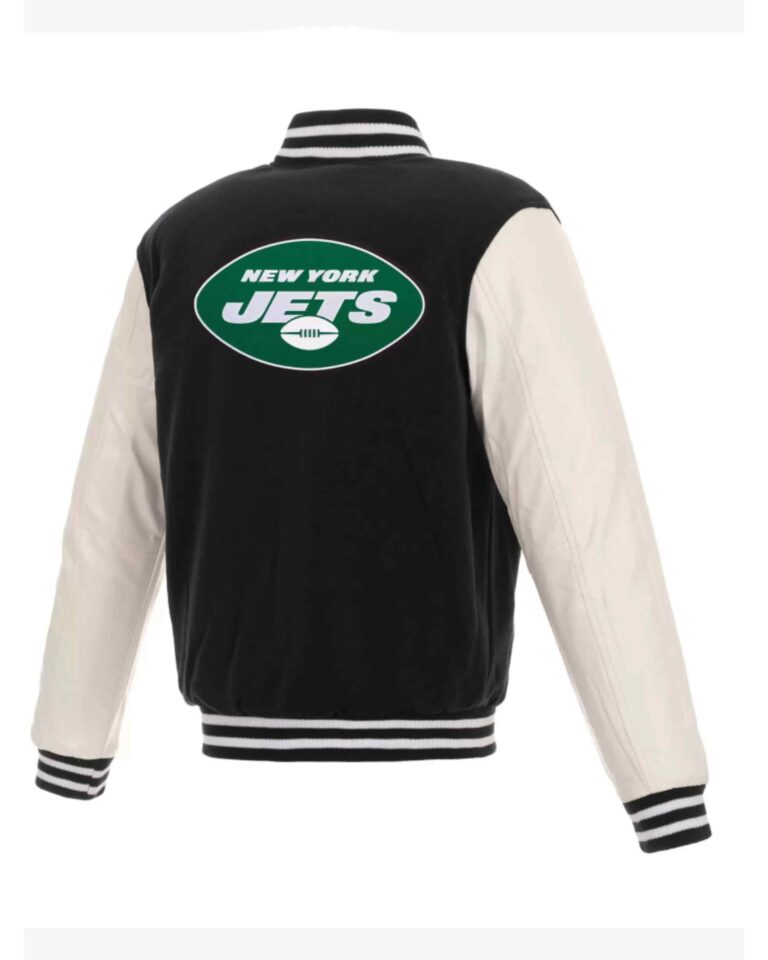 Black White NFL New York Jets Varsity Jacket