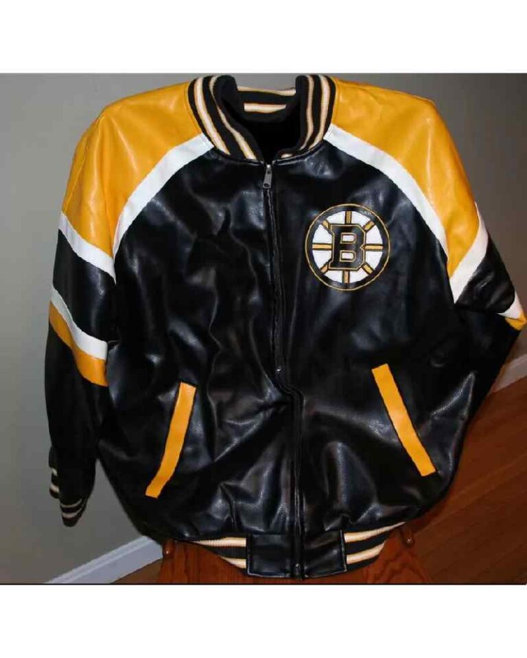 Boston Bruins Black Yellow NHL Leather Jacket