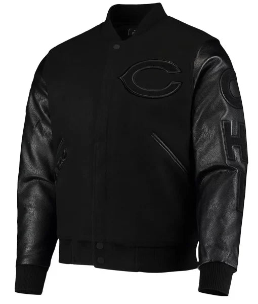 Black Chicago Bears Logo Varsity Jacket
