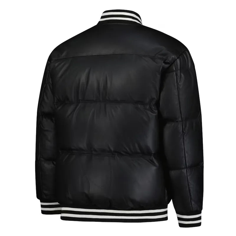 Chicago White Sox Puffer Black Satin Jacket