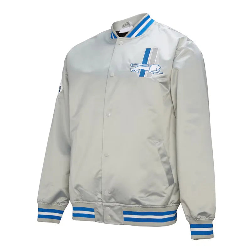 Detroit Lions Double Down Gray Satin Jacket