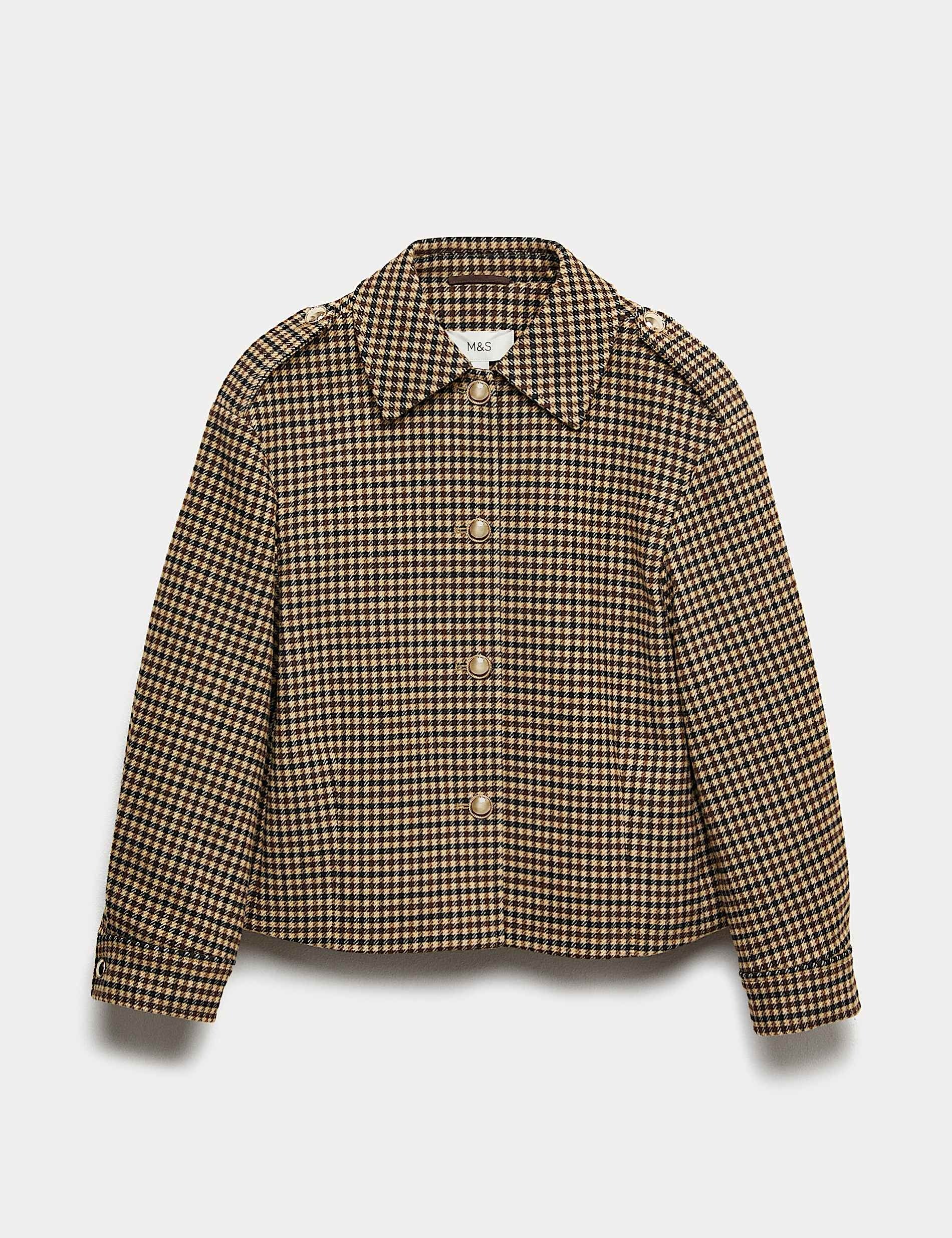 M&S Checked Collared Short Jacket