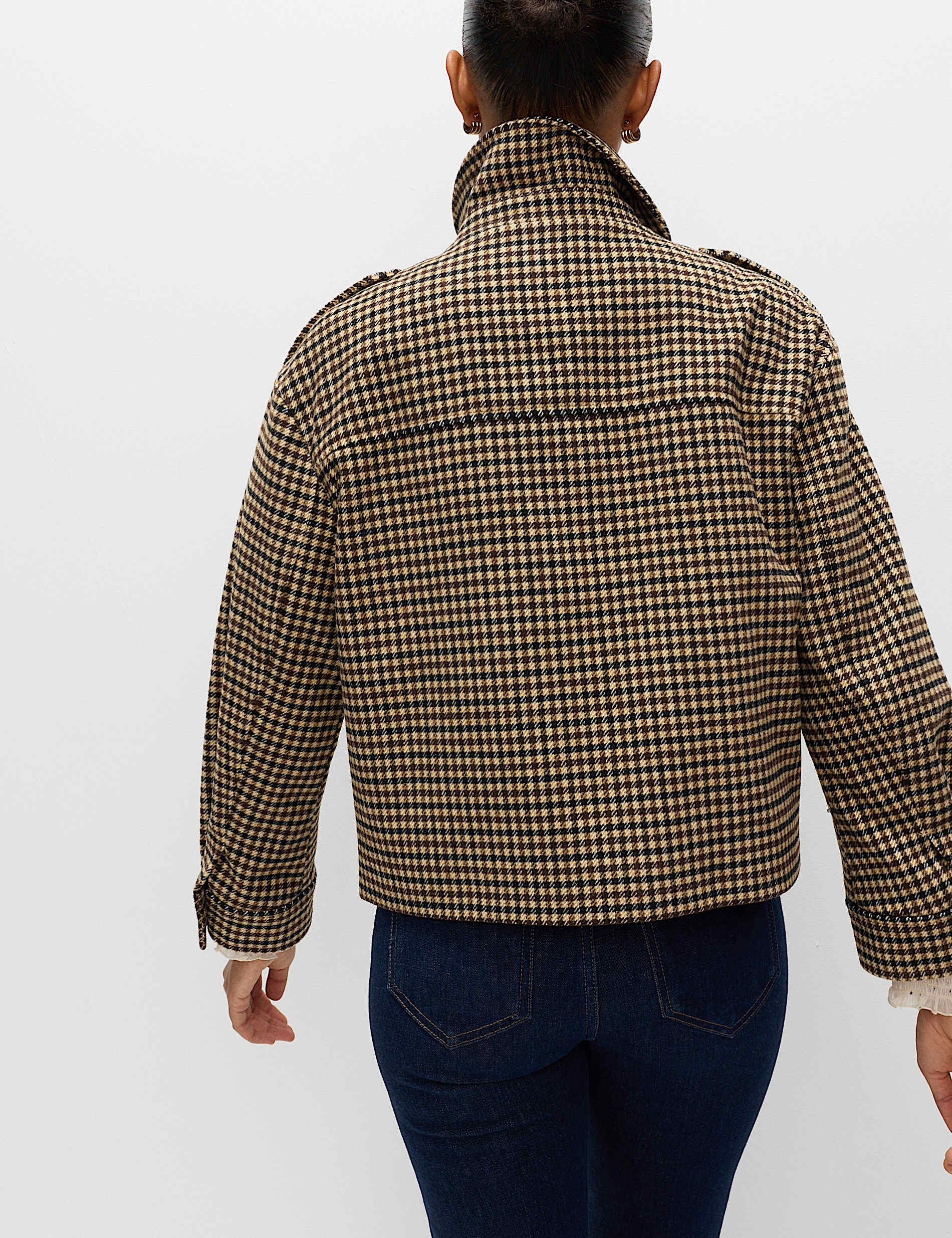 M&S Checked Collared Short Jacket