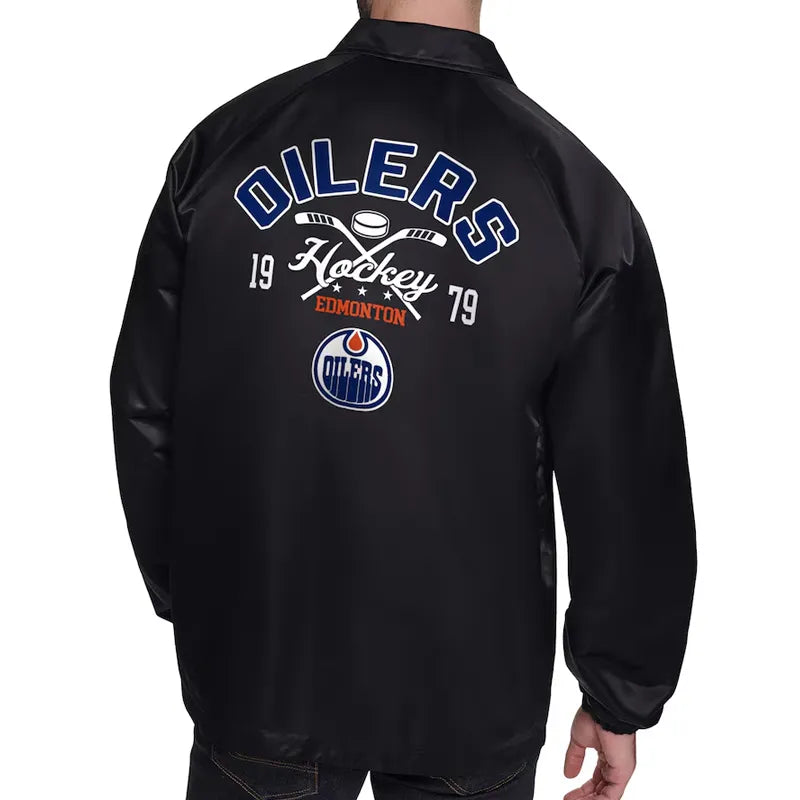 Edmonton Oilers Retro Logo Coaches Jacket