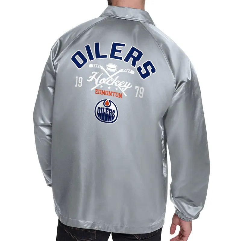 Edmonton Oilers Retro Logo Coaches Jacket