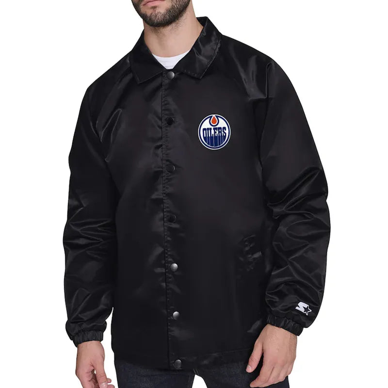 Edmonton Oilers Retro Logo Coaches Jacket