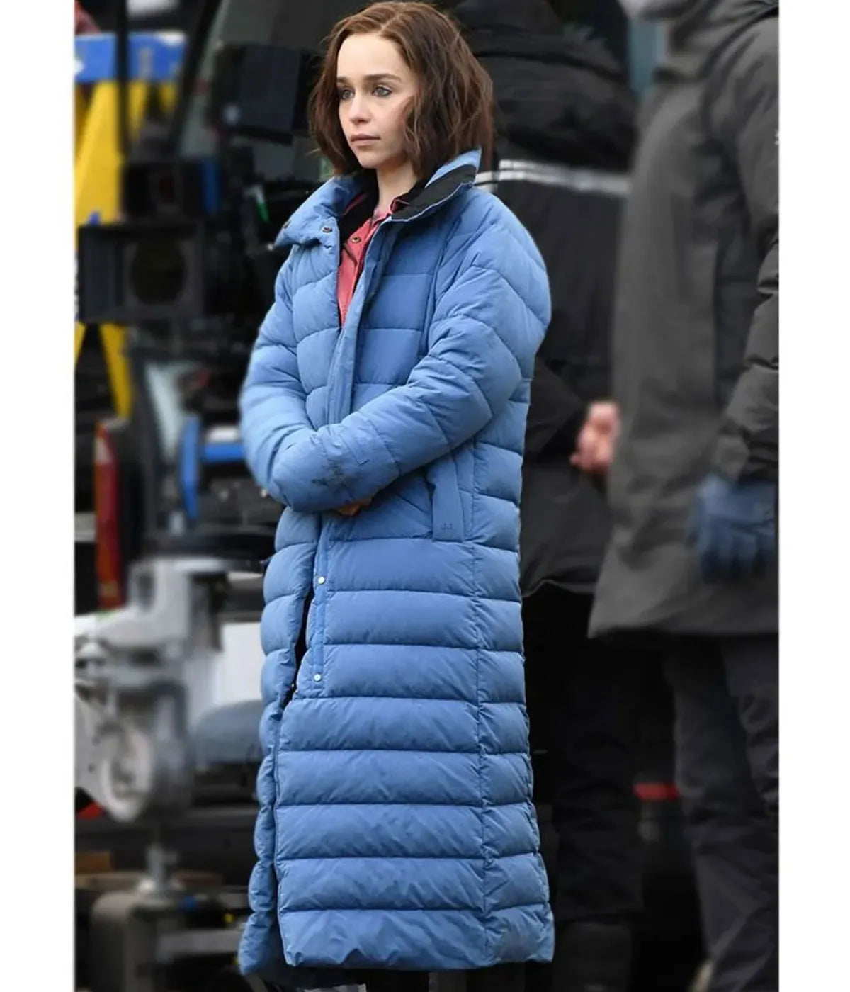 Emilia Clarke Secret Invasion Blue Puffer Coat