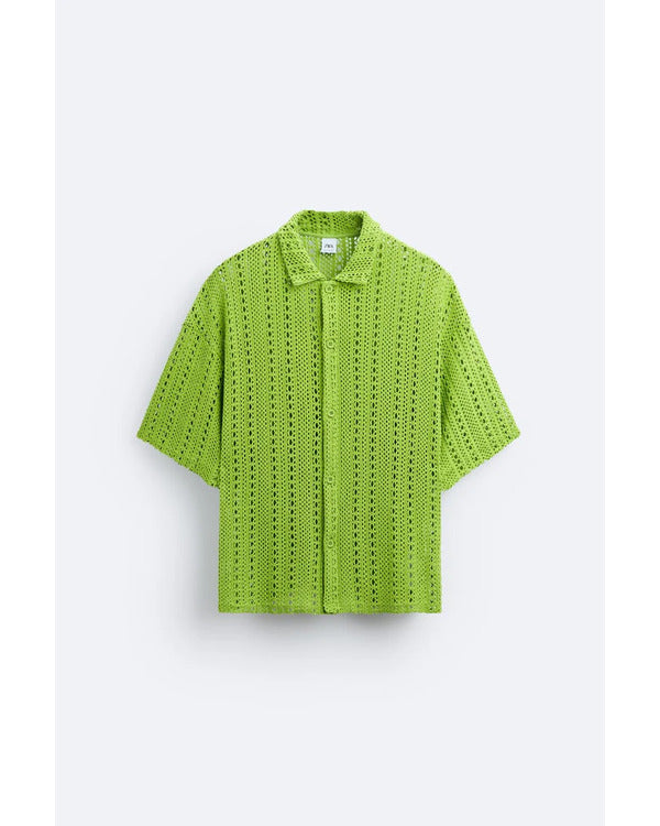 The White Lotus S03 Julian Kostov Lime Crochet Shirt