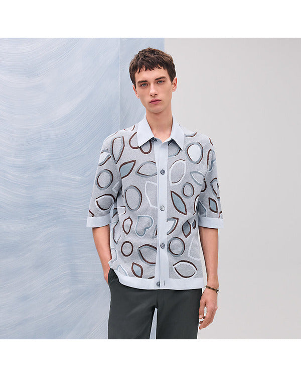Press Junket 2025 Leo Woodall Leaf Grey Print Shirt
