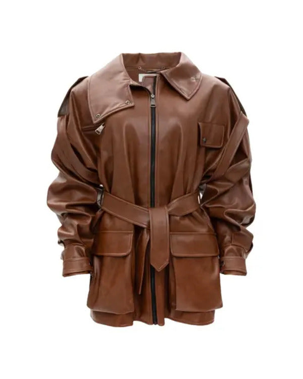 Pop The Balloon Live S01 Yvonne Orji Brown Leather Jacket