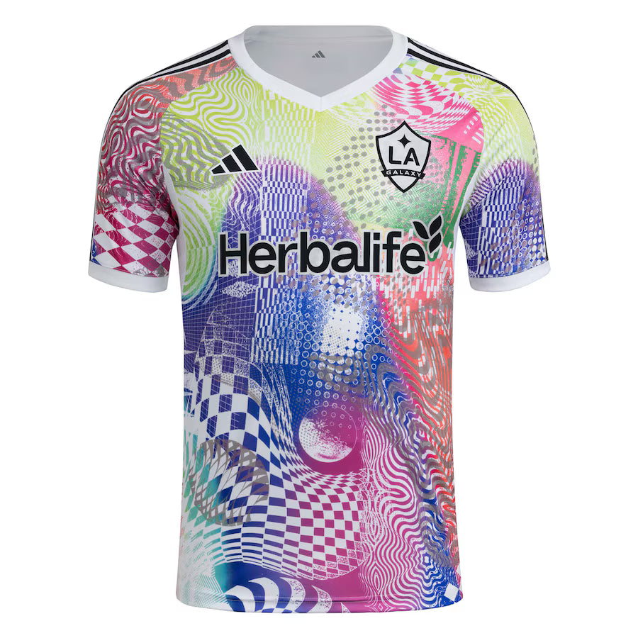 LA Galaxy adidas White 2025 Pride Pre-Match Top