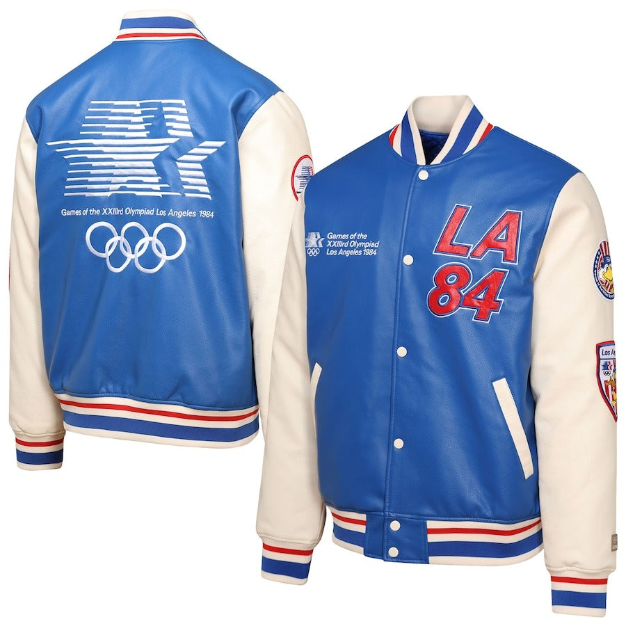 Blue 1984 Los Angeles Games Olympic Heritage Varsity Jacket