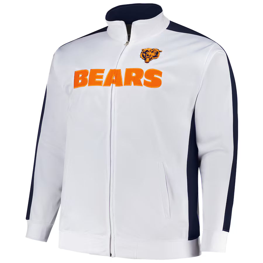 Fanatics White Chicago Bears Big & Tall Tricot Track Jacket