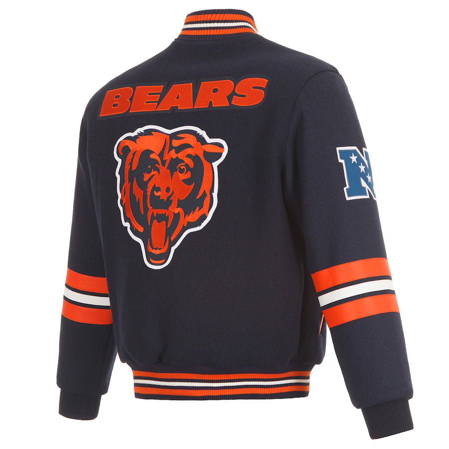 JH Design Navy Chicago Bears Varsity Jacket