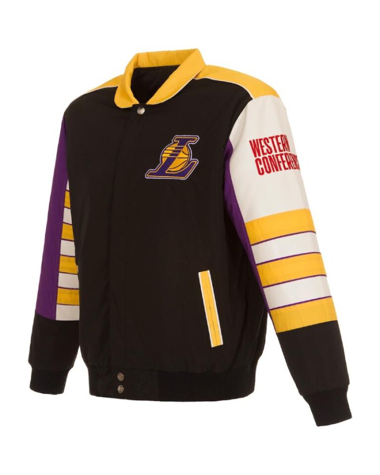 Lakers JH Design Stripe Colorblock Nylon Jacket