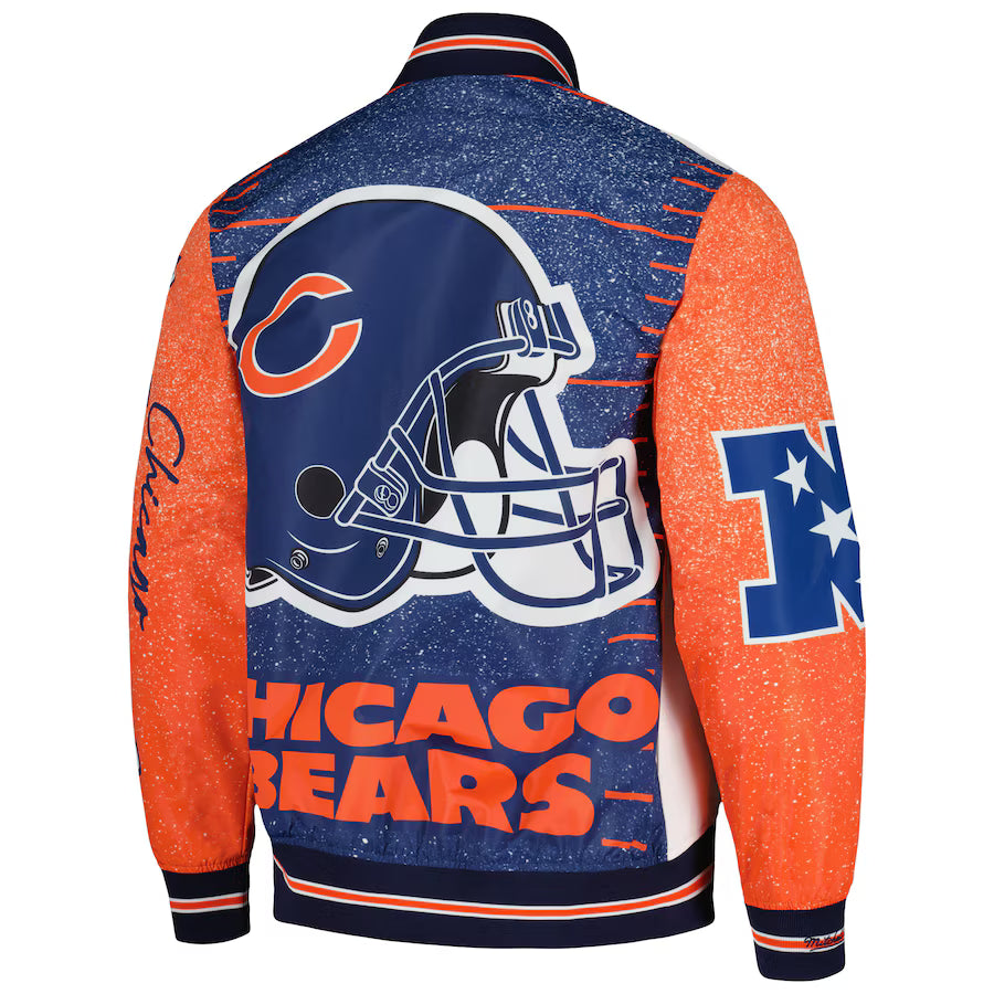 Mitchell & Ness White Chicago Bears Team Burst Warm-Up Jacket