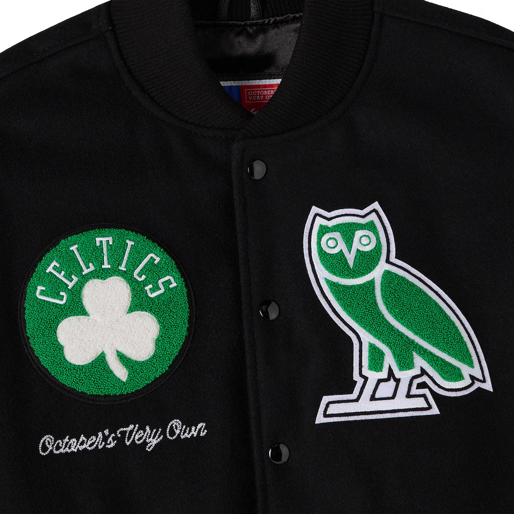 Boston Celtics OVO x NBA Black Varsity Jacket
