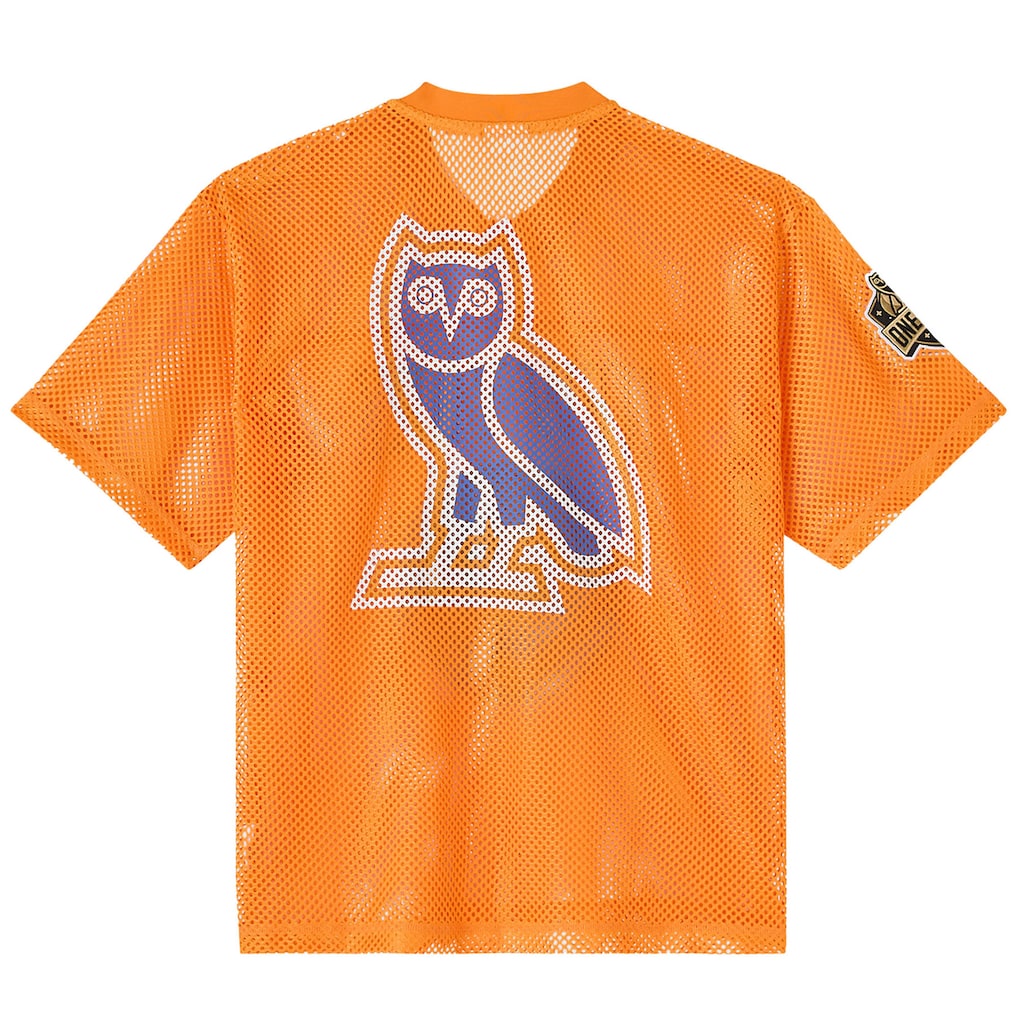 New York Knicks OVO x NBA Mesh Football Fashion Orange Jersey
