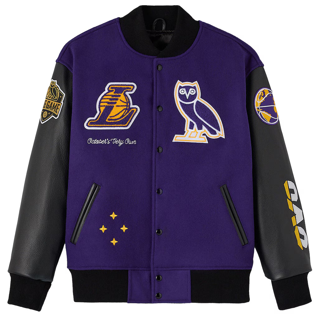 Los Angeles Lakers OVO x NBA Purple Varsity Jacket