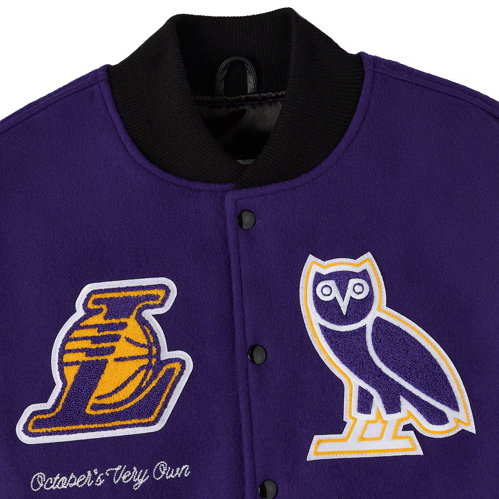 Los Angeles Lakers OVO x NBA Purple Varsity Jacket