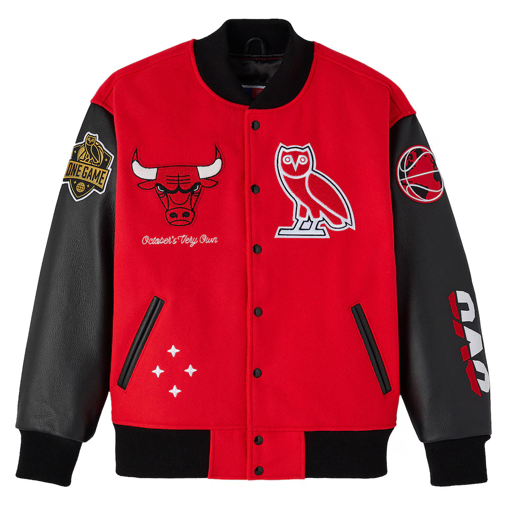 Chicago Bulls OVO x NBA Red Varsity Jacket