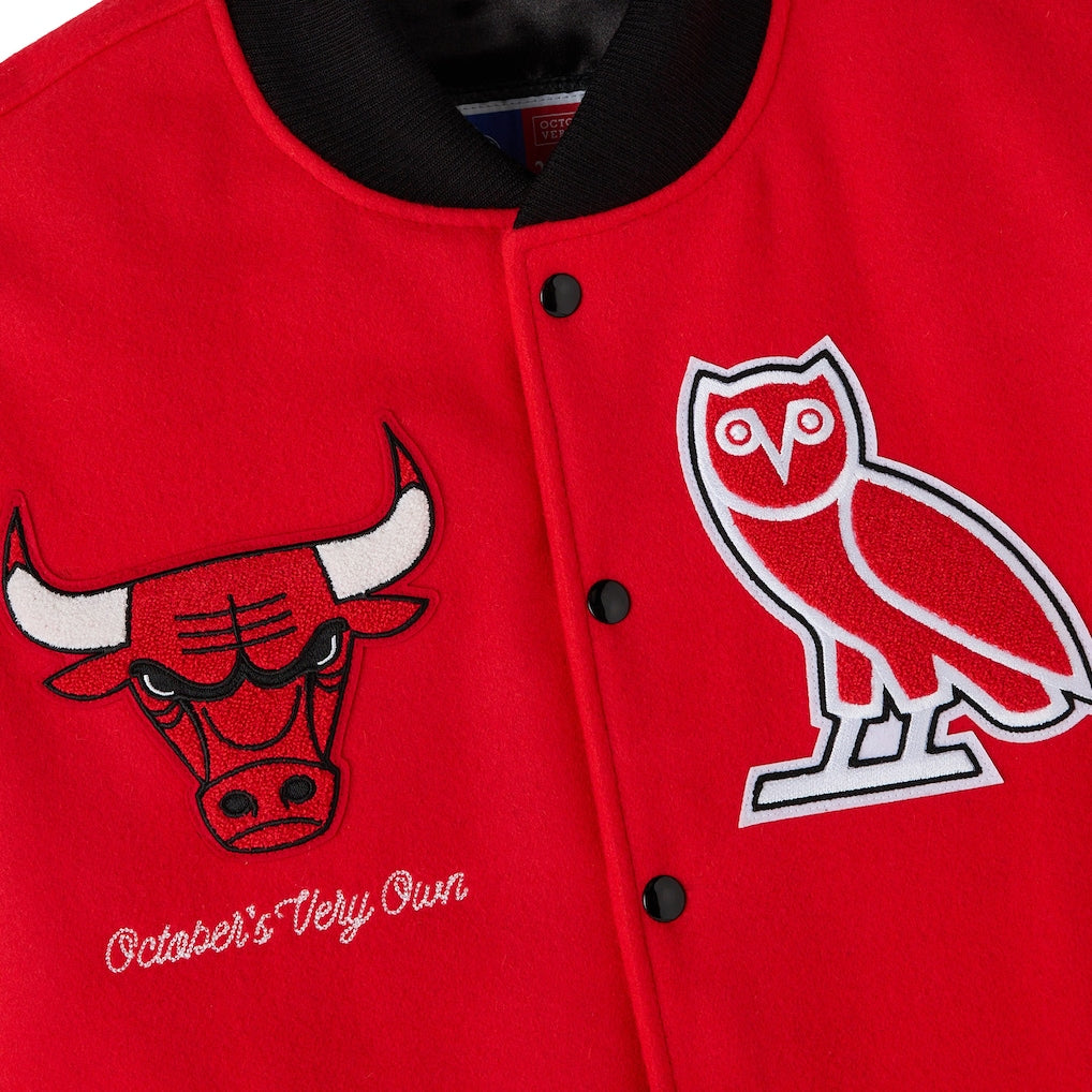 Chicago Bulls OVO x NBA Red Varsity Jacket