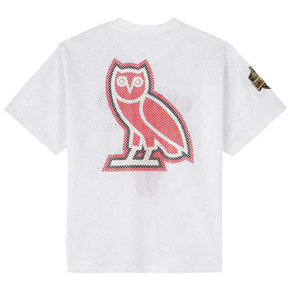 Chicago Bulls OVO x NBA Mesh Football Fashion White Jersey