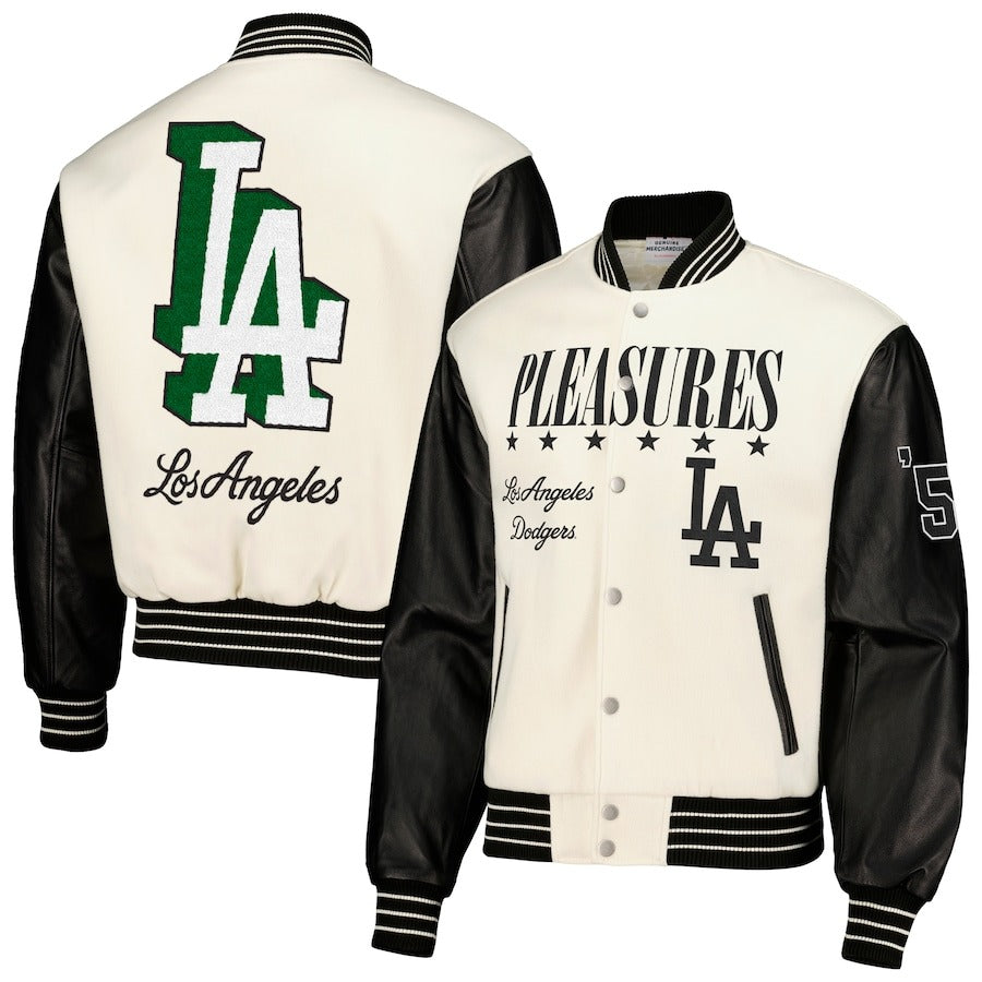 Men's Los Angeles Dodgers White Full-Snap Varsity Jacket