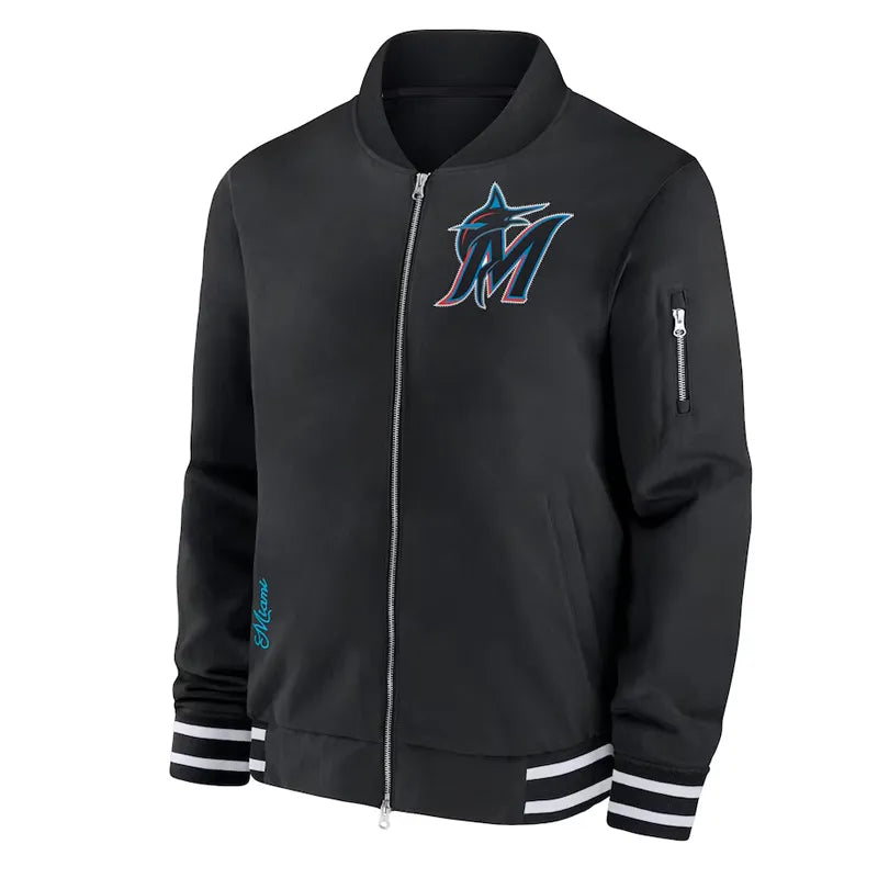 Miami Marlins Collection Dugout Black Bomber Jacket